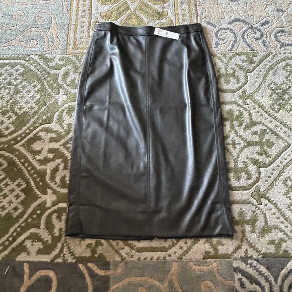 J.Crew Black Faux Leather Skirt, Size 6, NWT - Picture 1 of 2